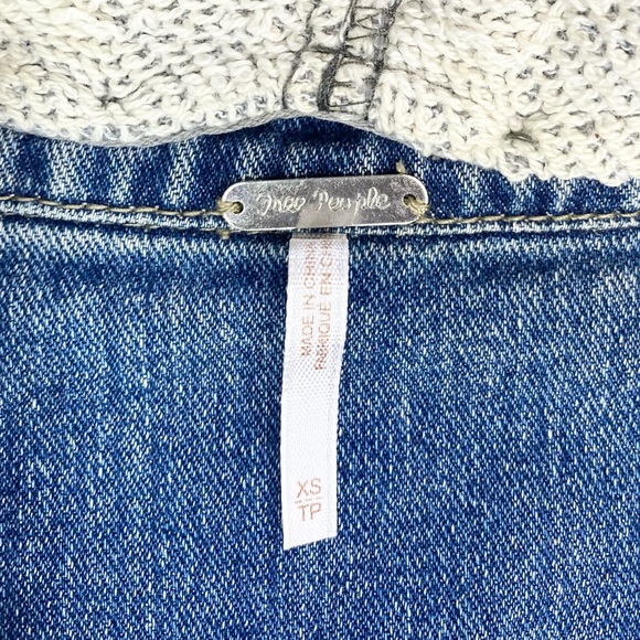 Free People Blue Hooded Distressed Denim Jean Jacket - Picture 8 of 16